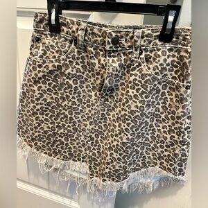 Free People leopard boho denim skirt